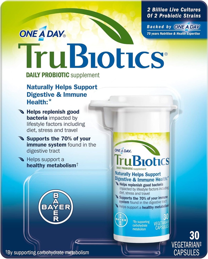 TruBiotics毎日のプロバイオティクス30カプセル - グルテンフリー、大豆無料消化+免疫健康サポートサプリメント男性と女性(パック3)