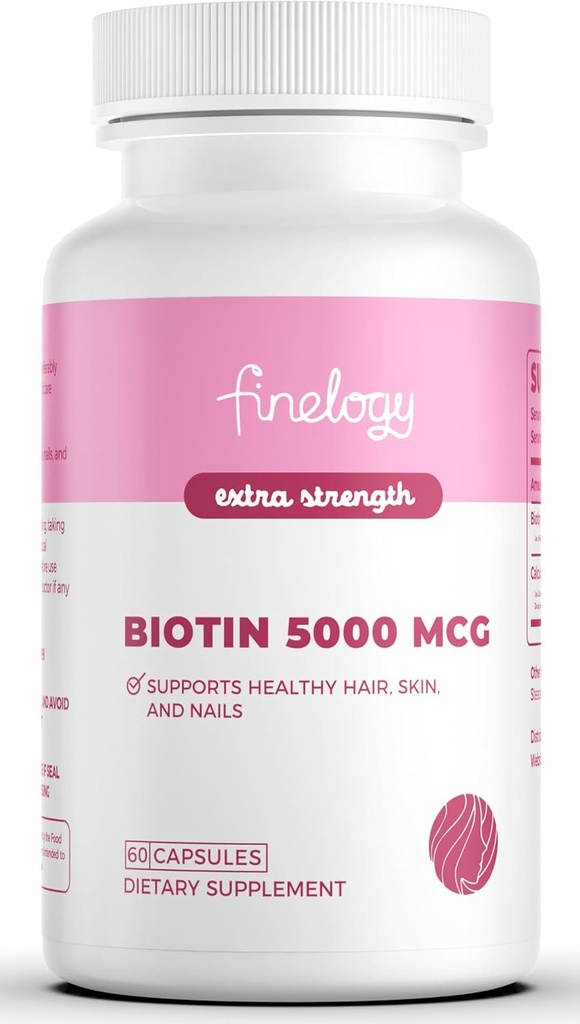 余分強さのビオチン5000 MCG、毛、皮、釘及び骨の健康、非GMO及びグルテンフリーの高周波ビオチンの補足(2か月の供給)のための60のカプセル