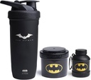 Smartshake DCコミックバンドル - バットマンステンレススチールプロテインシェーカー900mlとファネル110mlとストレージコンテナ200ml。