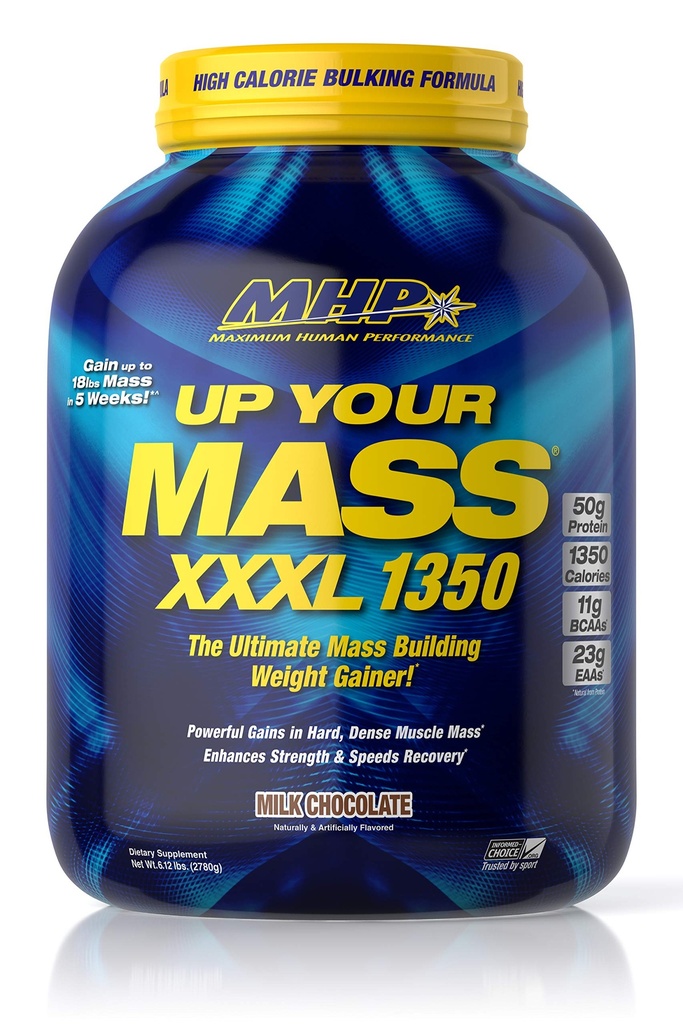 最高の人間の性能MHP UYM XXXL 1350の固まりの建物の重量のゲイン、筋肉固まりの利益、w/50g蛋白質、高いカロリー、11g BCAAs、ロイシン、ミルク チョコレート、8のサービング