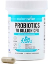 NatureWise Probiotics 70 Billion CFU - 17 Strains + Organic Prebiotics - 免疫、消化及び女性のための腸の健康サポート - ベジタリアン、グルテンフリー、非GMO - 30カプセル[1ヶ月の供給]