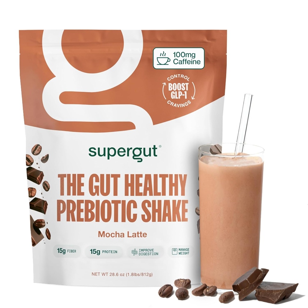 Supergut Prebiotic Shakes | 食事の交換 | Boost GLP-1 | 高たんぱく質 | 砂糖の添加 | ケト食品、食、スナック(モチャラテ、14食)