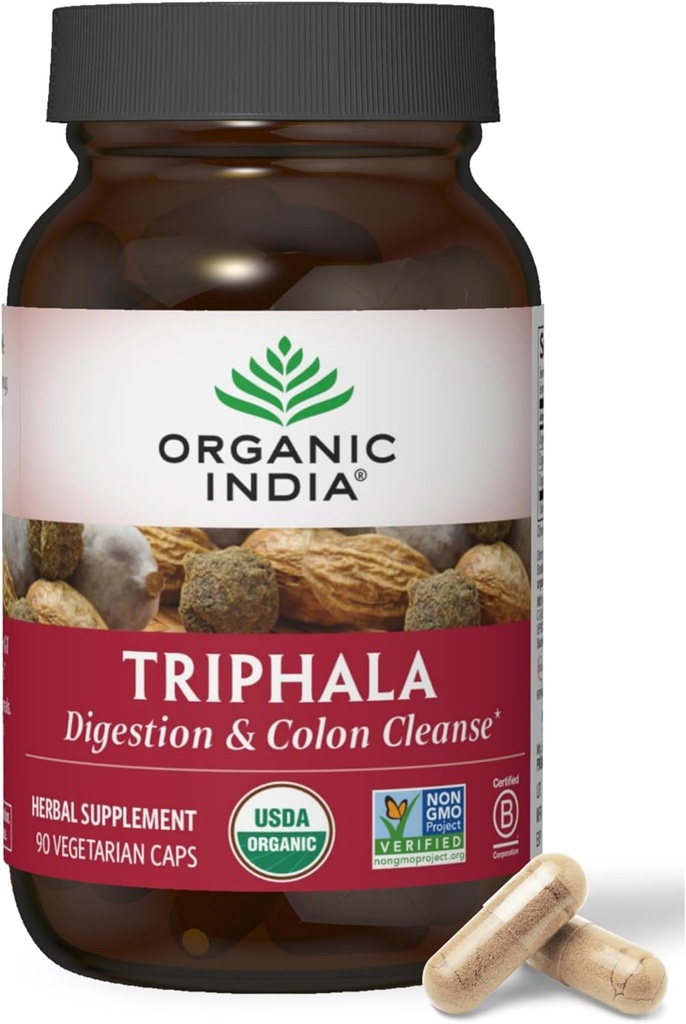 ORGANIC INDIA Triphalaカプセルオーガニック - Amla、Bibhitaki、Haritaki、Digestion&Colonサポート、免疫システムサポート、適応剤、ビーガン、USDA認定有機 - 90カプセル