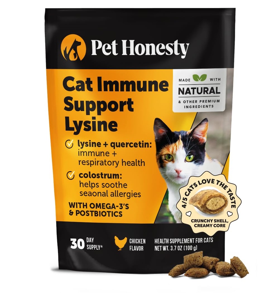 Cat ImmuneはL-Lysine、Colostrum、Quercetin及びOmega-3の猫のためのアレルギーの救助及び免疫の健康の補足を– Soothes Sneezing、Rony Nose及びItchyの皮の鶏、(30日の供給)