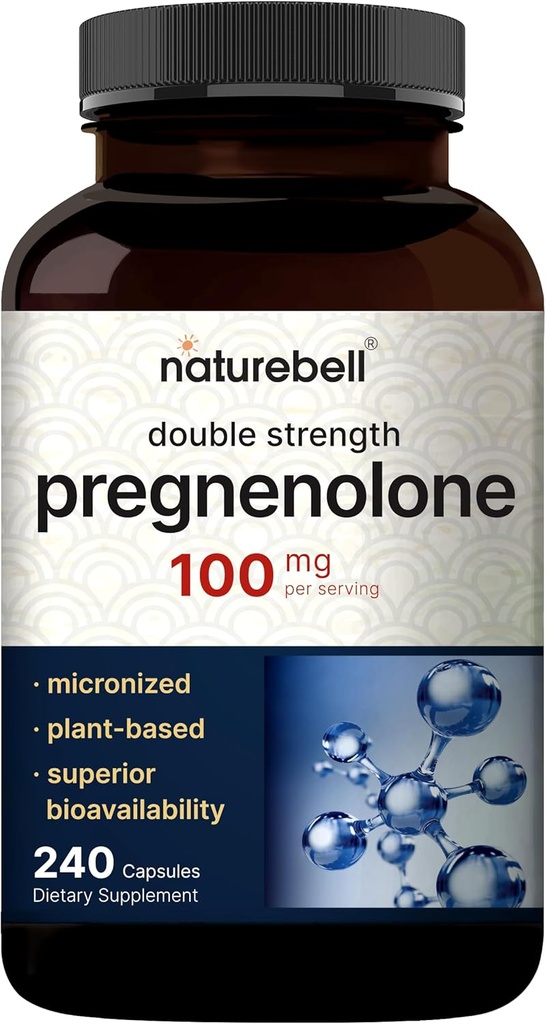 Pregnenolone 100mg、240のカプセル  99%純度、より高い吸収のためのMicronizedの等級、植物は基づかせていました–自然なPrecursor、頭脳、及び免疫の健康の補足–非GMO、大豆は放します