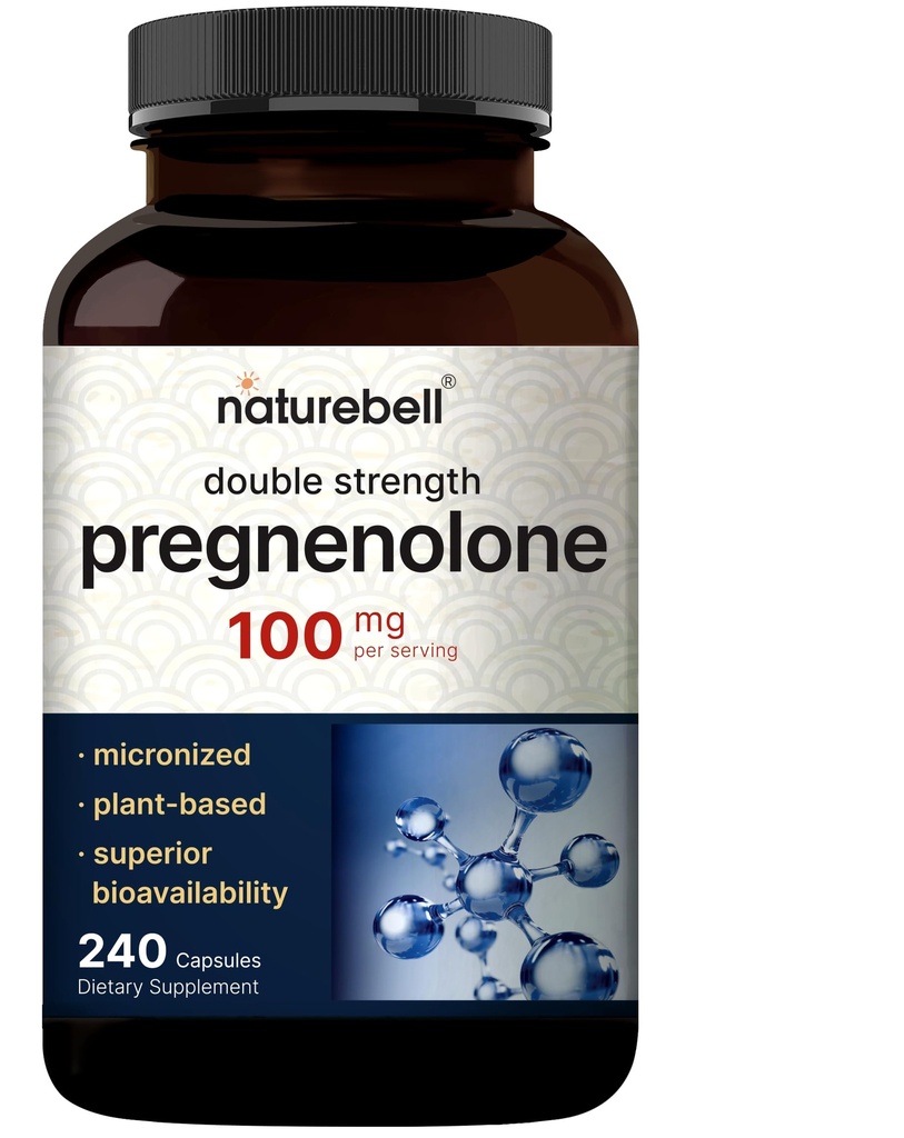 Pregnenolone 100mg、240のカプセル  99%純度、より高い吸収のためのMicronizedの等級、植物は基づかせていました–自然なPrecursor、頭脳、及び免疫の健康の補足–非GMO、大豆は放します