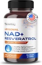 細胞エネルギーと健康な老化のためのレスベラトロール200mgとリポソームNAD + 600mg - 180カプセル - ビーガン、非GMO、米国製