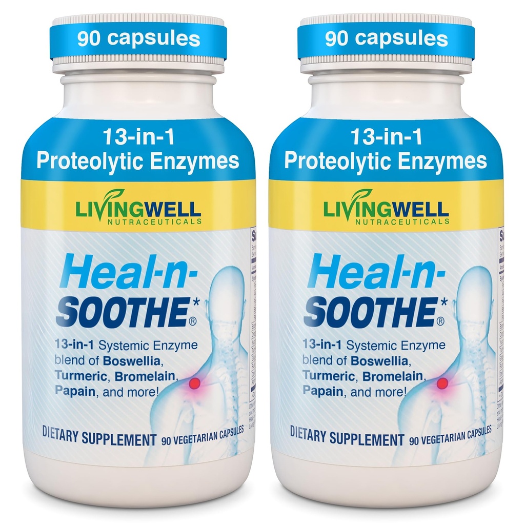 HEAL-N-SOOTHEの共同サポート補足-Bromelain及びパパインのようなProteolytic酵素、ボスウェリア、ターメリック及びジンジャー-蛋白質の消化機能及びボディ防衛健康- 90の計算(2パック)を促進します