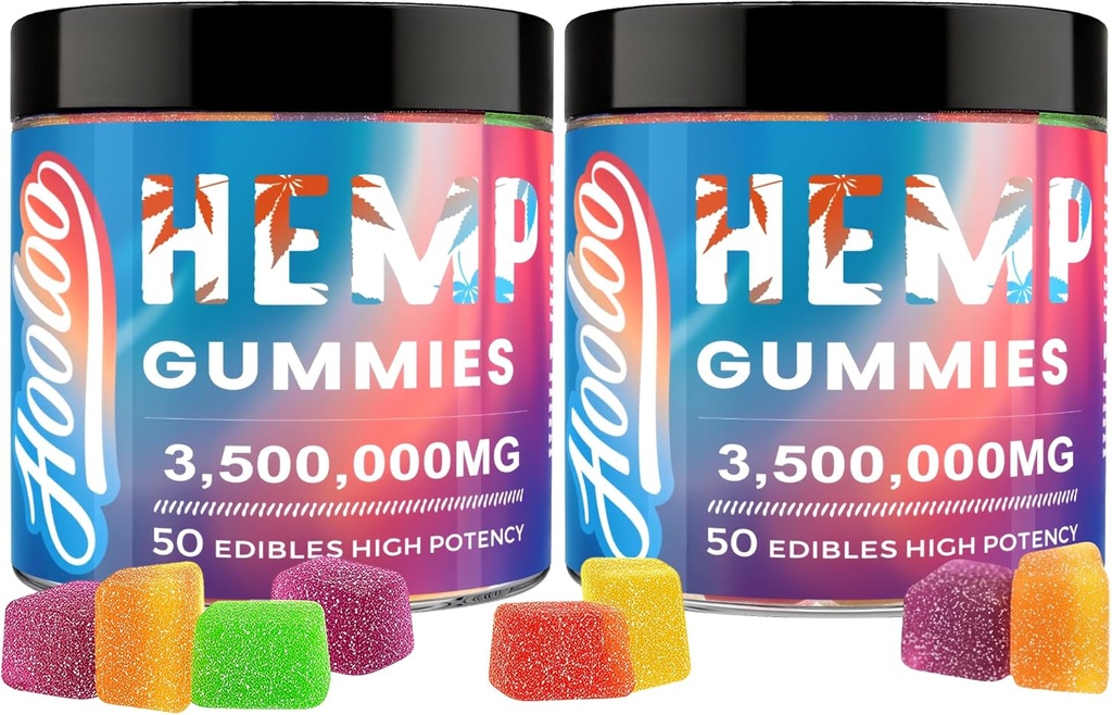 Hemp Gummiesの大きい立方体はベッドタイム サポートのための余分強さ、Unwind、大人のための6つのフルーツの味のChewable Hempのガミーのビタミン、米国で作られる2のパックを詰めます