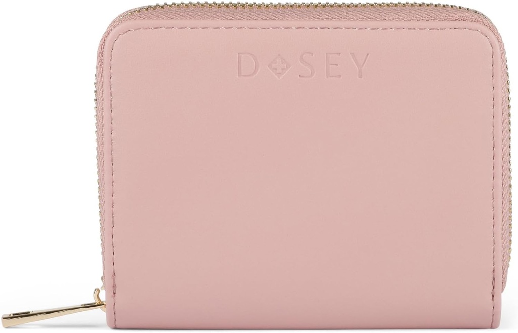 Dosey Wellness Wallet Travel Pill Organizer & Easy-Slide Pill Pouches - Smooth Vegan Leather with 4 Airtight Pill Pockets for Med Storage & Protection - Stylish Med Organizer (Rose), Upgraded Version