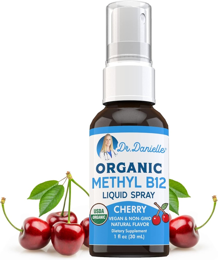 Doctor Danielle USDA Organic Vitamin B12 Liquid Spray | Liquid Vitamin B12 for Energy Support | Vegan | Gluten Free | Non-GMO | 1 Fl Oz
