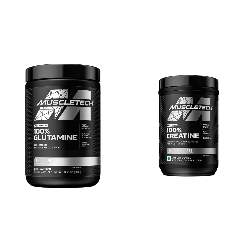 MuscleTechのクレアチンの一水化物の粉プラチナ純粋なMicronized筋肉回復+建築者及びowder 100%の純粋なLグルタミンの粉