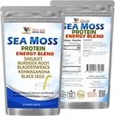 NELCIA'S NATURAL HERBS海苔アシワガンダプロテインパウダー -Natural Irish Sea Moss、BradderwrackとBurdock Root、ブラックシードとシラジットパウダー (16oz)