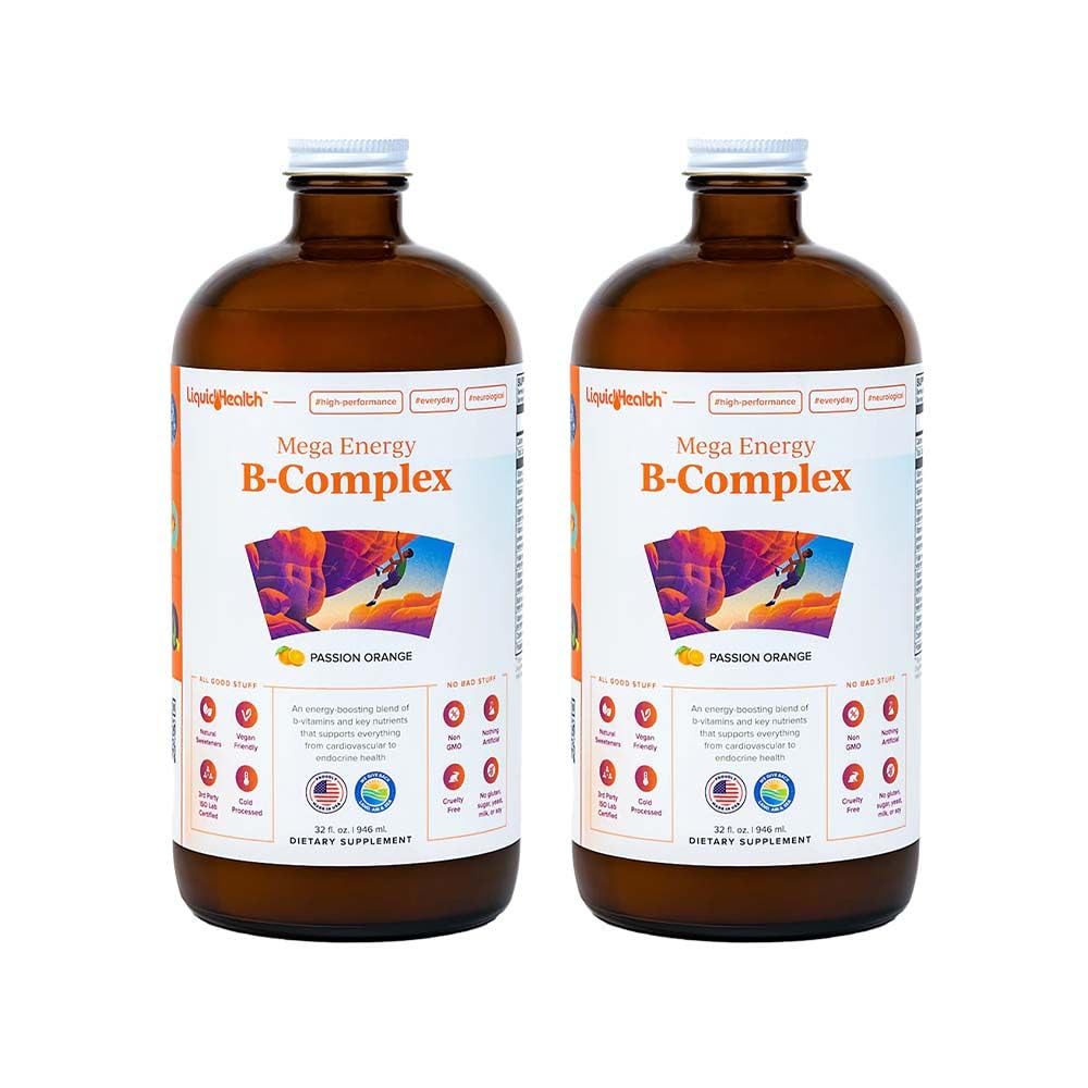 LIQUIDHEALTHメガエナジーメチル化されたBコンプレックス、大人の液体のビタミンの補足-エネルギーを増加して下さい、圧力及び疲労を取り除きます、免疫サポート、中心及び腸の健康-米国、ビーガン、砂糖なし(2パック)で作って下さい
