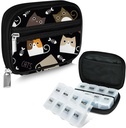Serfeymi週刊旅行ピルオルガナイザーPill Case for Purse with Reable 7 Day Pill Box、流行の旅行薬オーガナイザーPill Container for Medicine、ビタミン、サプリメント - ブラック03 + Pill Box