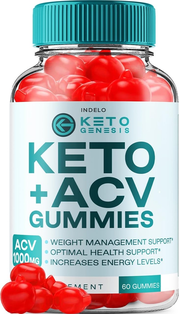 Keto Genesis ACV Gummiesアドバンストグミー1000mg、Genesis Keto + ACV重量管理グミーApple Cider Vinegaresis栄養補助食品サプリメントジェネシスグミーレビュービタミンB12 B6(60グミー)