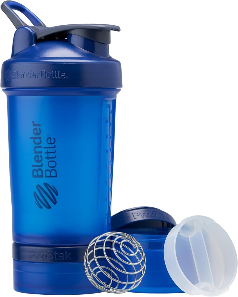 ピルオーガナイザーとプロテインパウダー、古典的なV2 ProStakシステム、22-Ounce、ブルーのBlenderBottleシェーカーボトル