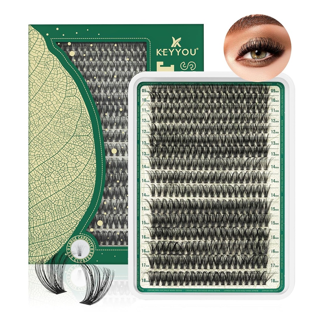 Lashのクラスター280PcsのまつげのクラスターKEYYOU 60D Dのカール9-18MIXのクラスターの発疹の厚い極度の柔らかさのDIYのまつげ延長(60D-D、9-18MIX)