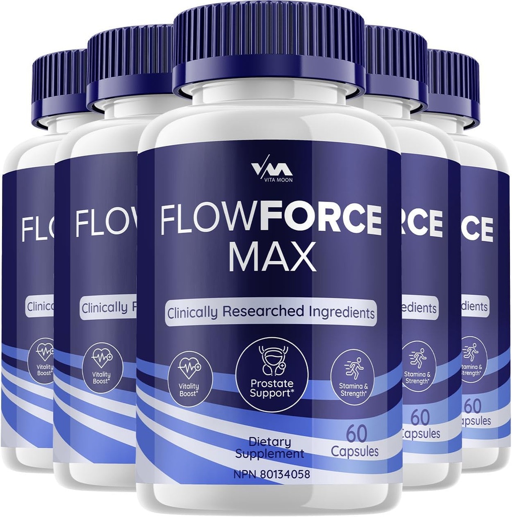 (5 Pack) FlowForceMax Prostate Support Capsules - Flow Force Max Pills Supplement, Maximum Strength, New Improved Multivitamin Formulation, FlowForceMax Reviews, 300 Capsules