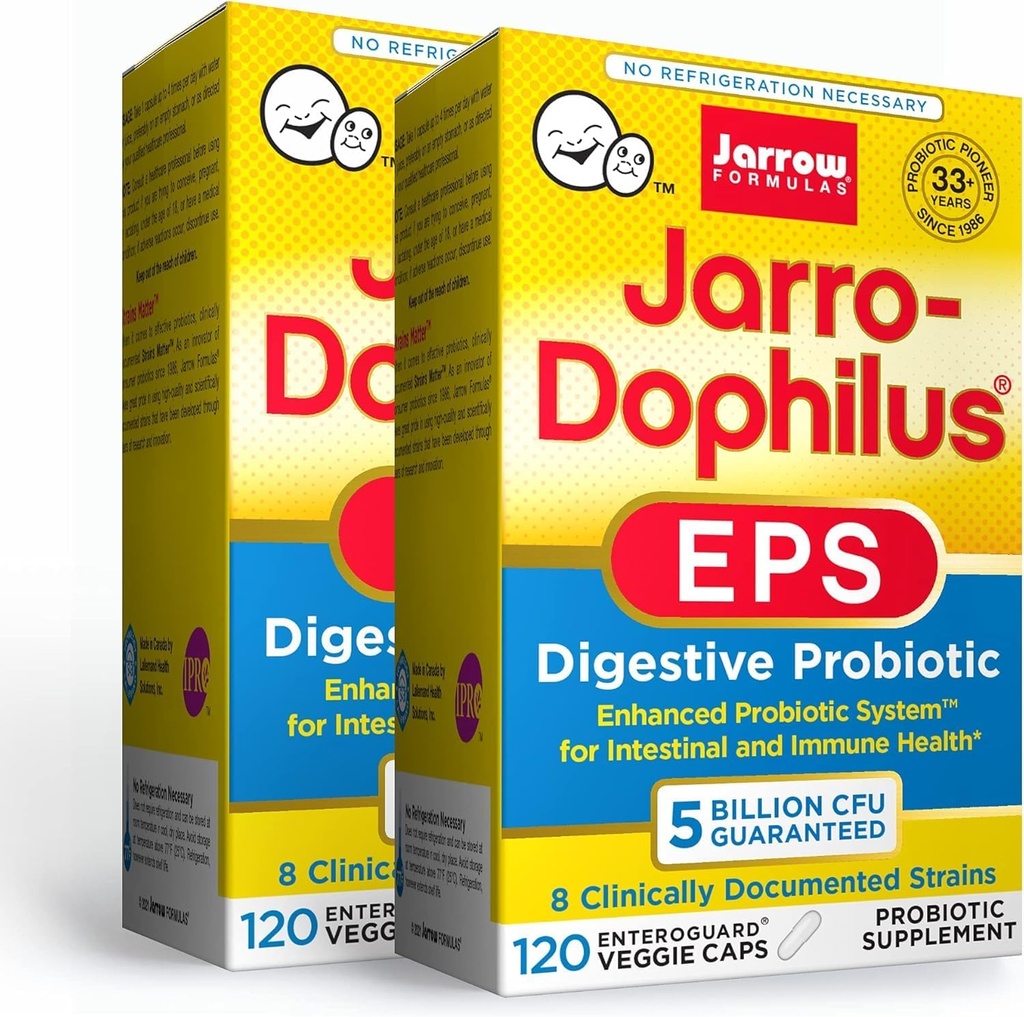 ジャロー式ジャロ-Dophilus EPS - サービングあたりの5億組織 - 120 Enteric上塗を施してあるベジギーキャップ、マルチストレーナープロバイオティクス - 腸&免疫健康、120(カウント2)