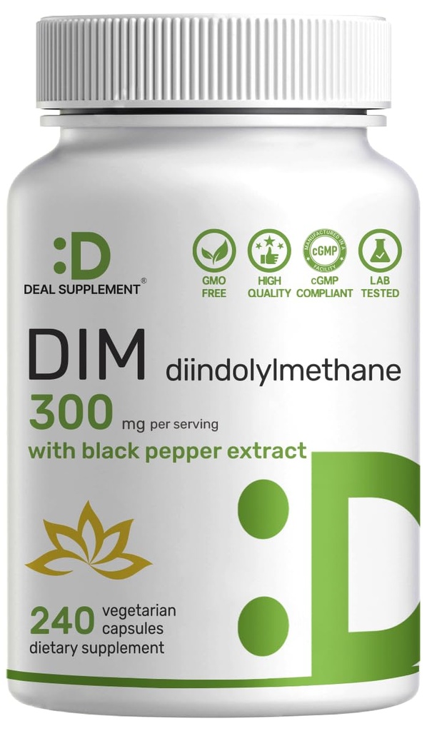 DIMサプリメント300mg、240キャップ、4ヶ月の供給  男性と女性のためのエストロゲンバランス  Diindolylmethaneプラス黒のコショウ抽出物は、吸収を強化 ホルモン&皮膚健康サポート