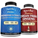 Nutriveinの優れた韓国のPanaxのGinsengの補足及びBerberineの補足の束:高吸収のBerberineのコンプレックス及び実質の赤いGinsengは毎日の明快さ、Vitalityおよびウェルネスのために束ねます