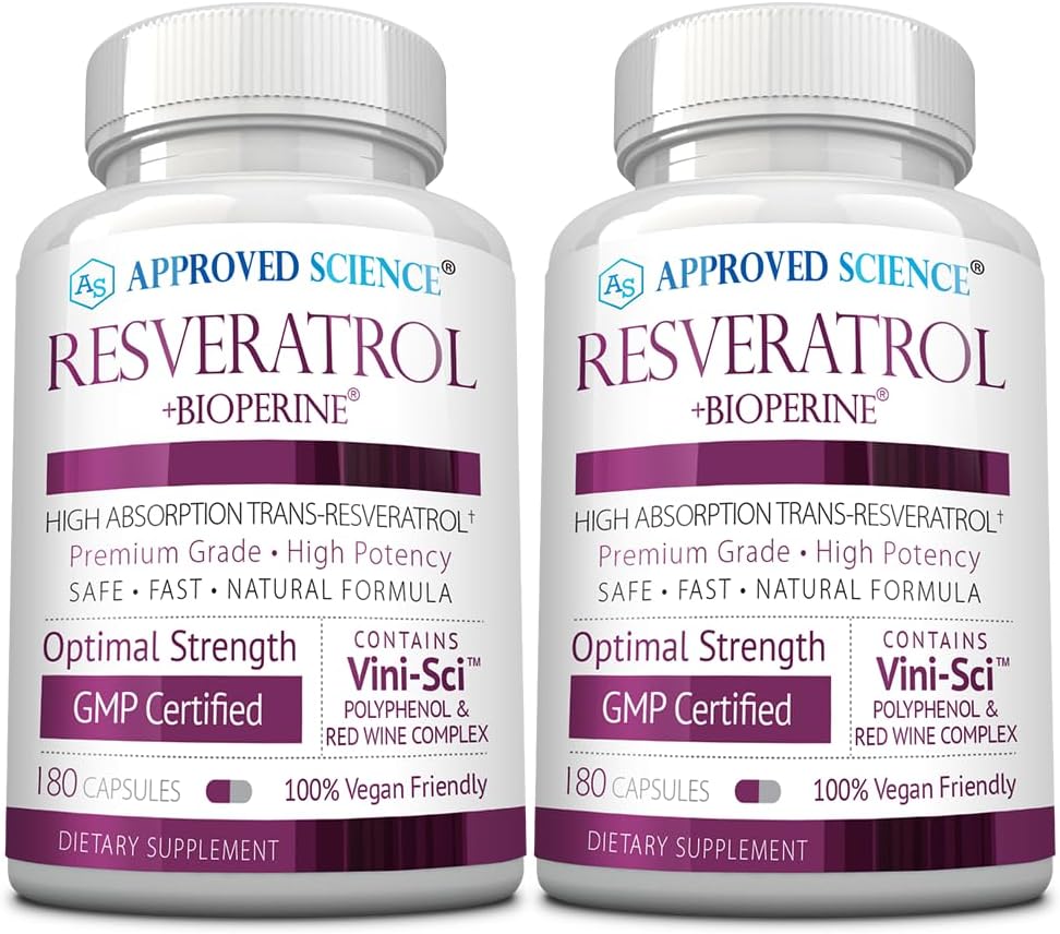承認された科学のResveratrol - トランスレスベラトロールの1000のmg - ポリフェノール250のmg - 98%純度レベル-Bioperine®が含まれています - 380ビーガンフレンドリーなカプセル - 2ボトル