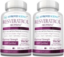 Approved Science® Resveratrol - 1000 mg of Trans Resveratrol - 250 mg of Polyphenol - 98% Purity Level - Includes Bioperine® - 380 Vegan Friendly Capsules - 2 Bottles