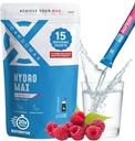 Hydromax 電解ドリンク ミックス – ラズベリー 15 カリウムと液体パケット & マグネシウム – ゼロ シュガー, ケト & ビーガン電解液迅速な水和と回復サプリメント