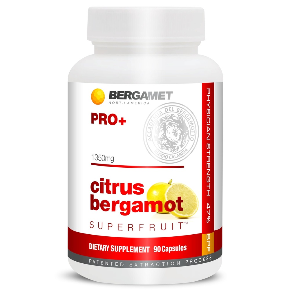 BergaMetシトラスベルガモットSuperFruit PRO +サプリメント、200:1エキス、1350mg、80%ポリフェノール、オリーブリーフエキス、47% BPF、世界最強、90カプセル、米国で作られた臨床研究によって支持