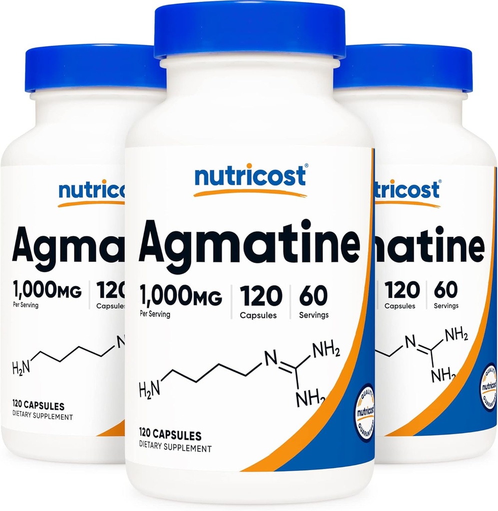 Nutricost Agmatineの硫酸塩1000mgの120のカプセル(3本のびん) -グルテンフリー、非GMOのカプセルごとの500mg