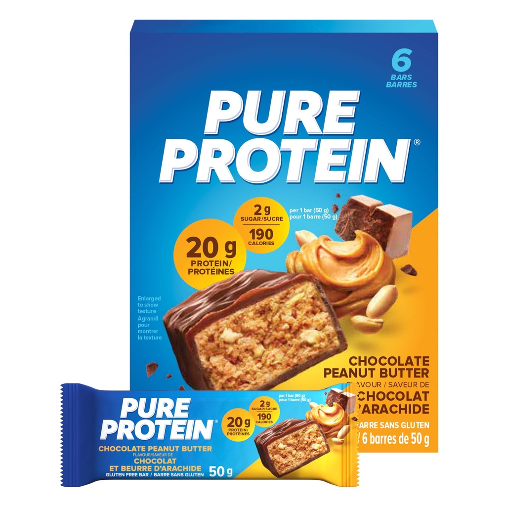 純粋なプロテインバー、グルテンフリー、スナックバー、チョコレートピーナッツバター、50グラム、6カウント、{カナダから輸入}