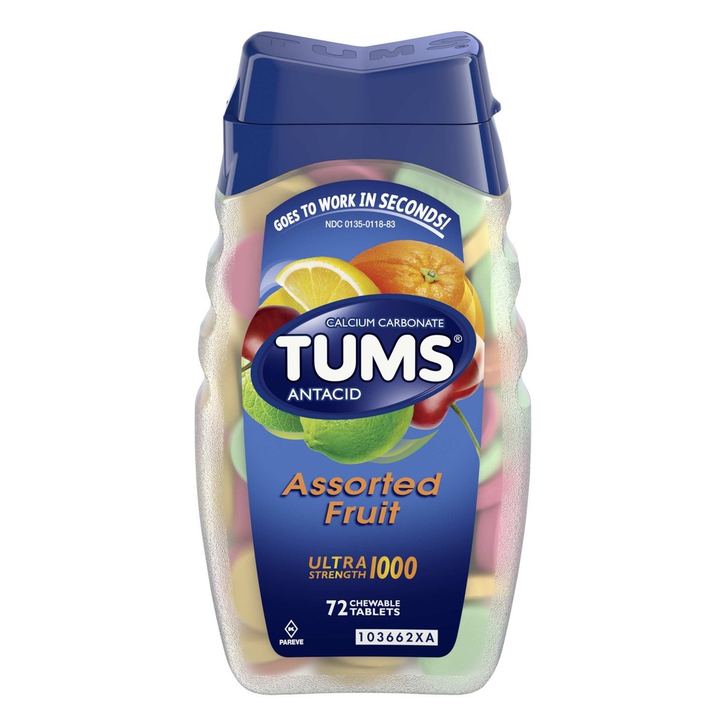Tums Calciumの豊富な超強さ1000 - 分類されたフルーツ- 86のタブレット