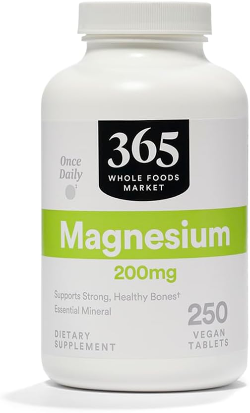 全食品市場、マグネシウム200mg、ビーガン、250錠による365