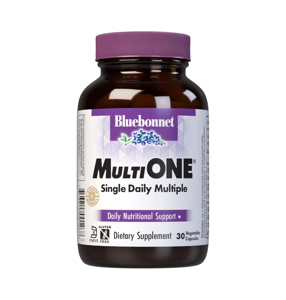 Bluebonnet Nutrition Mult One(鉄で)、毎日の栄養サポート*、ベジタリアンフレンドリー、Kosher認定、グルテンフリー、乳製品フリー、30野菜カプセル、30サービング