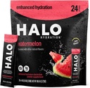 Halo Hydration - 電解液ドリンクミックス | Hydration Powder Packets | ウォーターメロンフレーバー – スポーツとサイクリングに | イージーオープンシングルサービングスティック(24パック)
