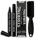 男のためのStrikingの熊手の鉛筆の注入口 - 2のパック、ジェット・ブラック - 防水長持ちのひげのペン - ギャップの修理及び棒の鉛筆のための4-Pronged先端 - 柔らかい剛毛のブラシ及びペンの注入口