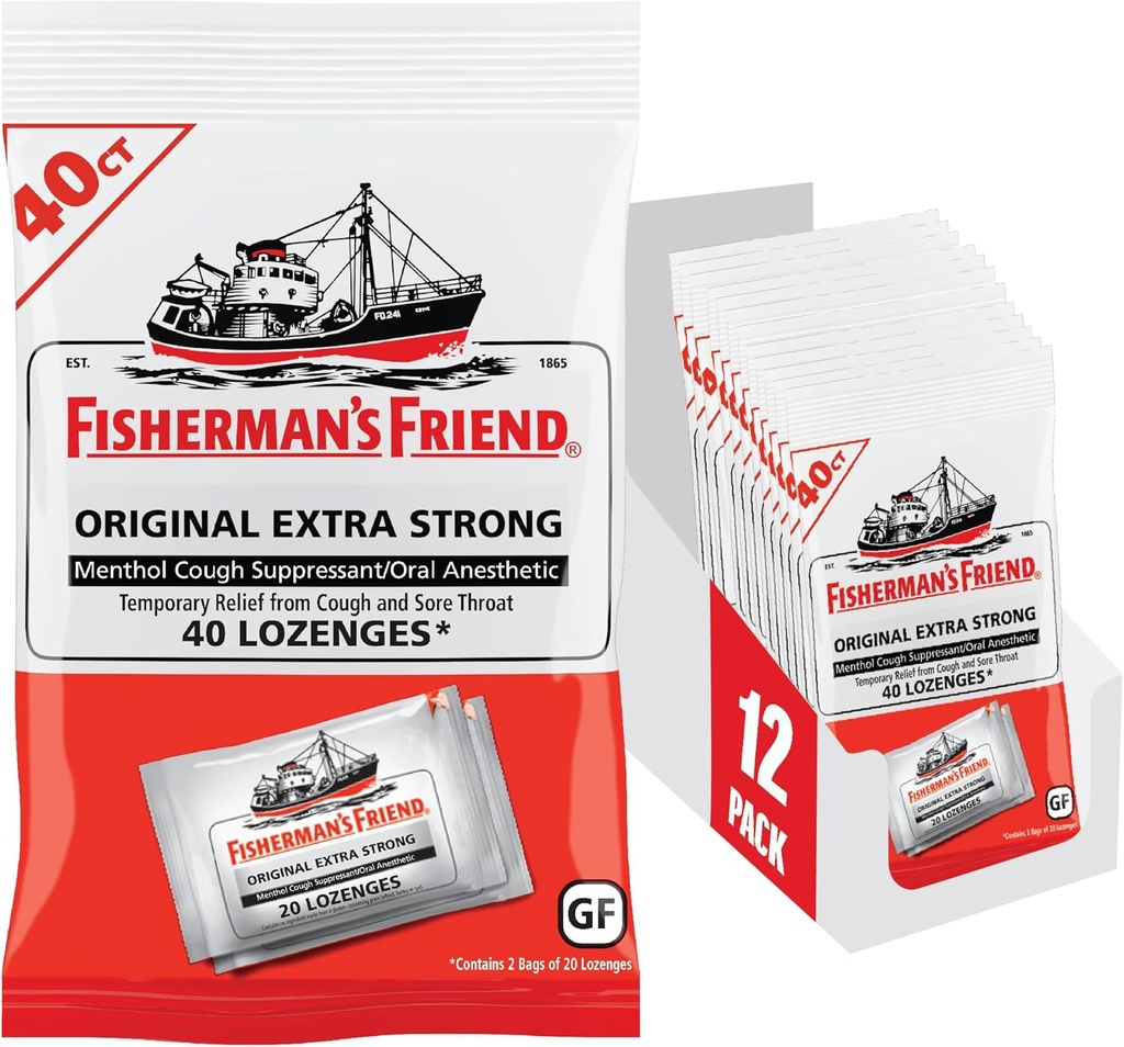 フィッシャーマンの友人の咳の低下、咳の抑制剤およびソアの喉のLozenges、元の余分強く、10mg Menthol、480低下(40の12のパック)