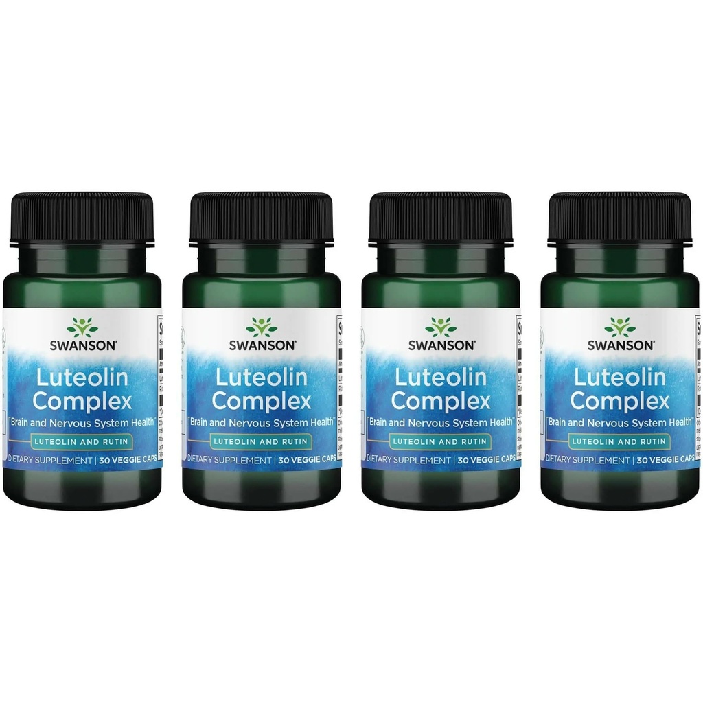 Swanson Luteolin Complex w/Rutin - 脳サポートサプリメント メモリ、気分と認知健康を促進する - 神経系を維持するのに役立ちます天然式 - (30 Veggie Capsule) 4パック