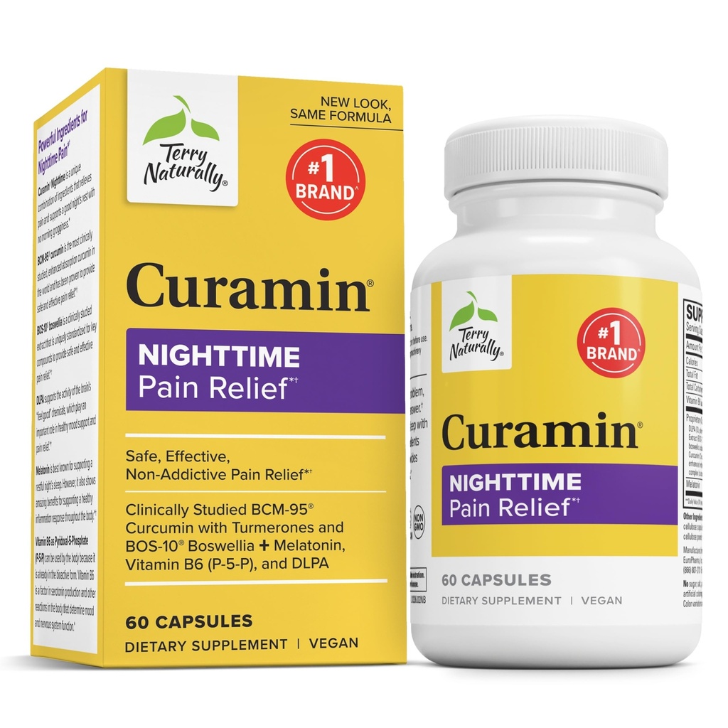 Terry Naturally Curamin Nighttime - クルクミン&DLPAカプセルサプリメント - ヘルシーな眠りとリラックスをサポートする非GMOサプリメント - メラトニンとハーブサプリメント - 60カプセル