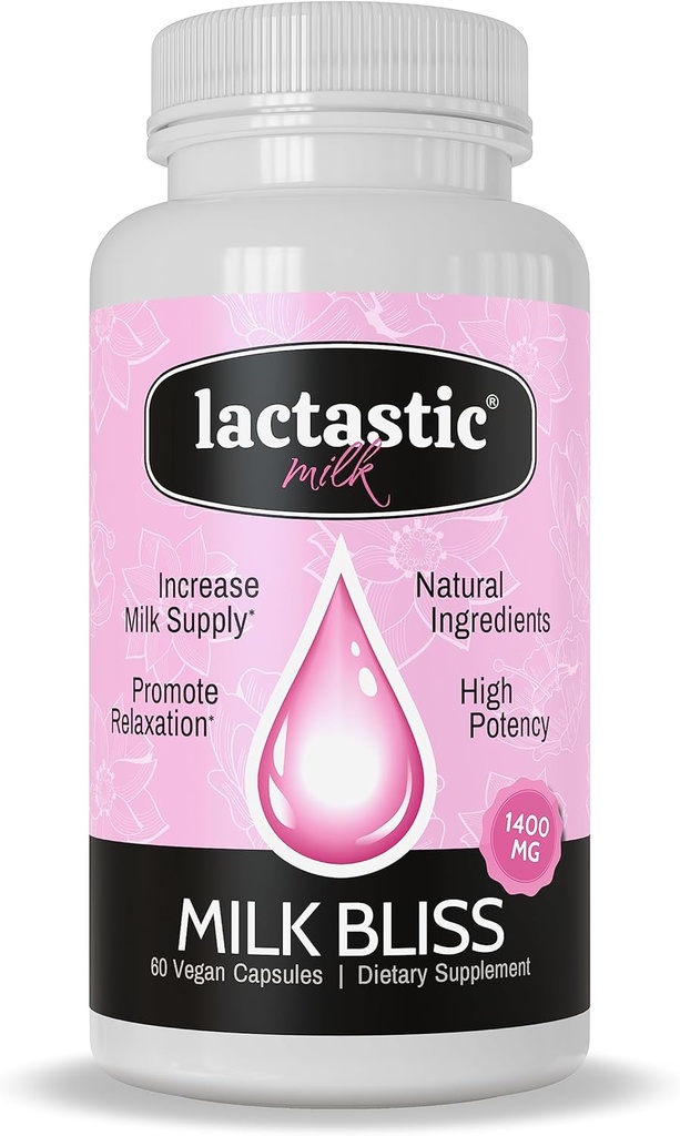 Lactastic® ミルク BlissTM - 高効力有機授乳サプリメント - 有機モリンガ、ミルクアザミ、パッションフラワー&ヴァリアンルート - 60 ビーガンカプセル