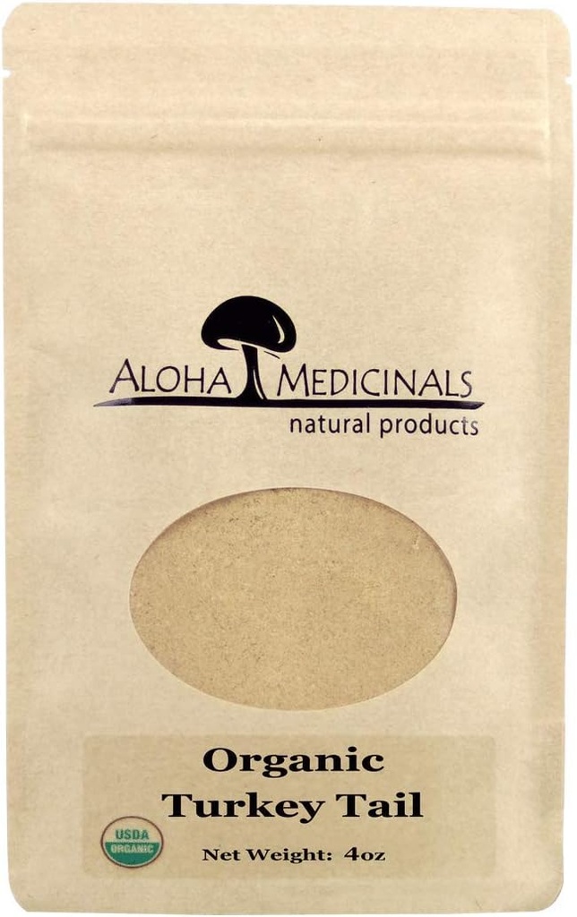 Alohaの医薬品の純粋なトルコの尾、証明された有機のきのこの補足、自然な健康の補足、4つのozの粉の袋
