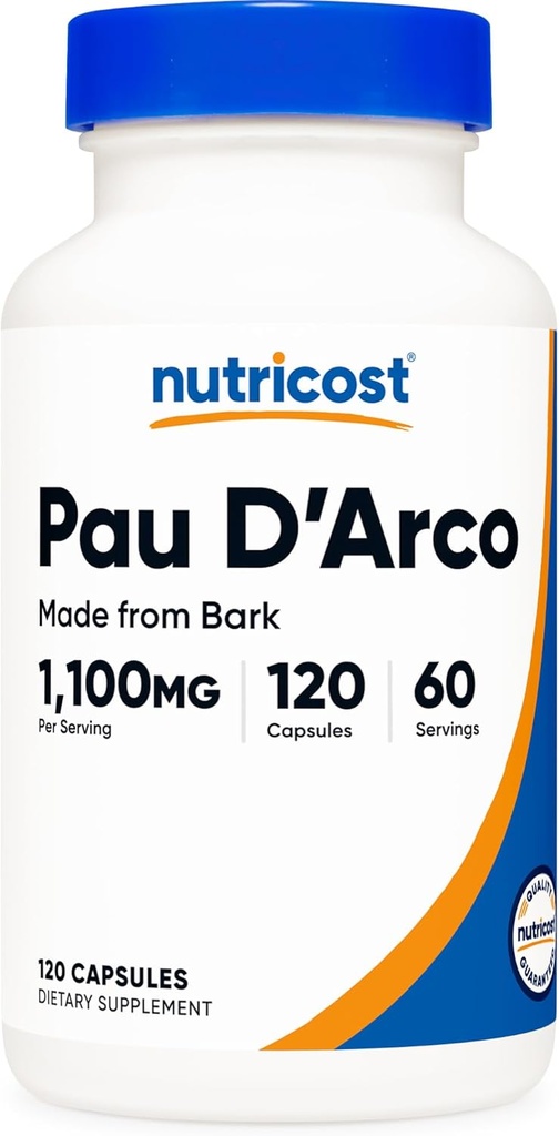 Nutricost PAU D'Arco Inner Bark 1100mg, 120 Vegetarian Capsules (60 Serv) - Non-GMO & Gluten Free