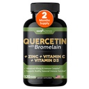 Gade Nutrition Quercetin with Bromelain Vitamin Cと亜鉛ビタミンD3 | カプセルの免疫サポートサプリメント | 非GMO、グルテンフリー、ビーガン | アメリカ製 | 2ヶ月の供給