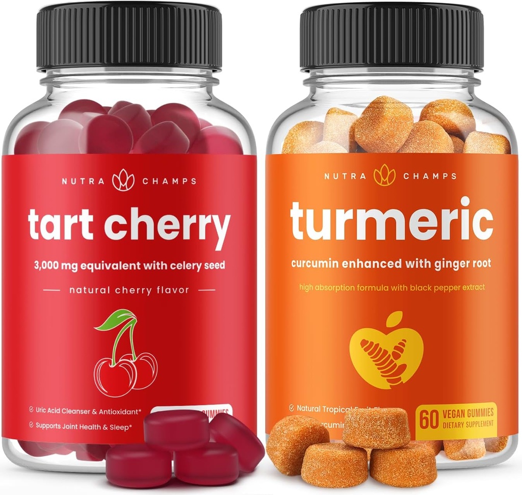 NutraChamps Tartチェリーグミーとターメリックグミー2パックバンドル
