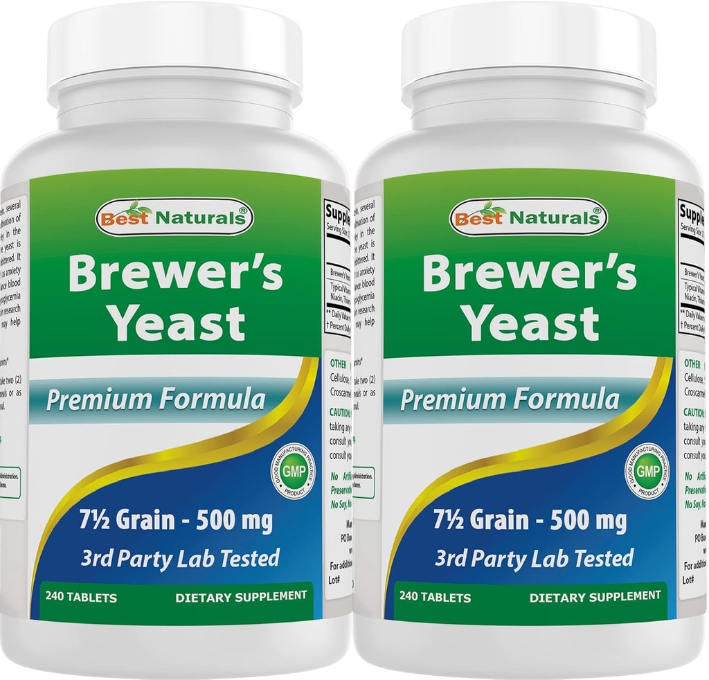 ベストナチュラル、ビール酵母、ビタミンB1、ビタミンB2、1000mg 240錠(240カウント)