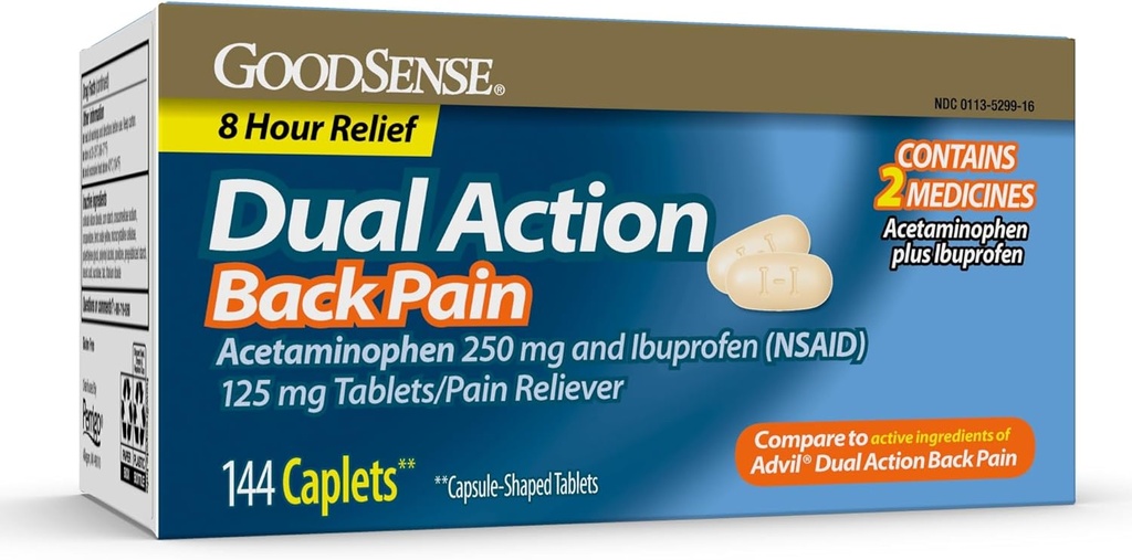 GoodSenseの二重行為のアセトアミノフェンおよびIbuprofen (NSAID)のタブレット、250のmg/125のmgの背部苦痛、144の計算