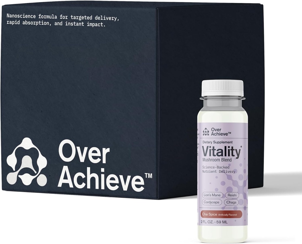 きのこの補足の飲み物の速い行為のVitalityのブレンド、Cordyceps、Reishi、Chaga、ライオンのマネ、大人のためのAshwagandha、Chaiのスパイスの味2のfloz (12のパック)
