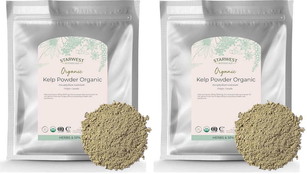 Starwest Botanicalsオーガニックケルプパウダー、16オンス(2個入り)
