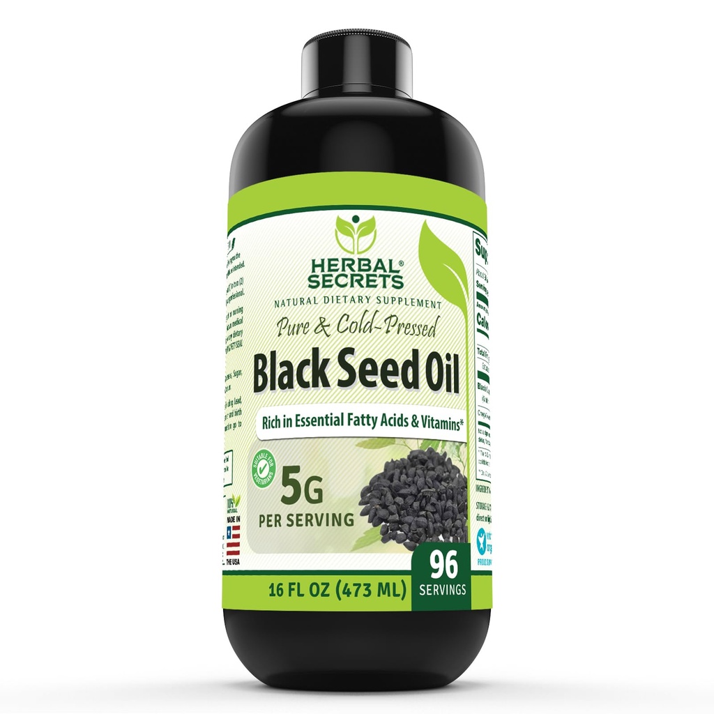 ハーバルシークレットブラックシードオイルサプリメント | 16 Oz | サービング5 G | 非GMO | グルテンフリー | アメリカ製